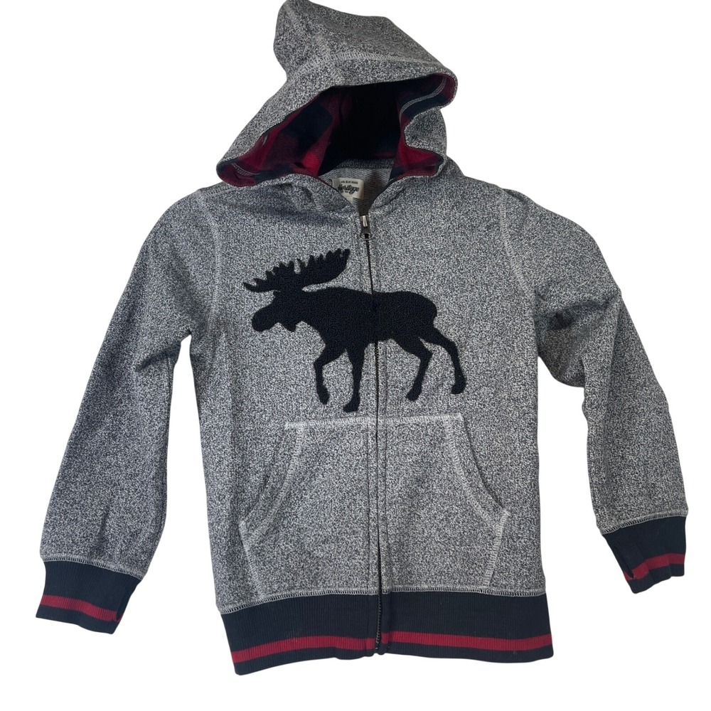 Little Blue‎ House Heritage Boys Gray Moose Full Zip Hoodie Size 6